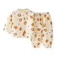 thumbnail image 3 of Cethrio Girls' Knitted Pajama Sets, Crew Neck 3/4 Sleeve Casual Comfy Kids' Sleepwear Orange Size 2-3 T, 3 of 4