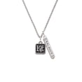 thumbnail image 2 of Delight Jewelry Silvertone Antiqued Square Seal - Love with Heart Silvertone Balance Bar Charm Necklace, 23", 2 of 4