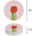 thumbnail image 1 of RYLABLUE Green Cactus Red Flower Pink Set of 4 Round Coaster for Drinks, Absorbent Ceramic Stone Coasters Cup Mat with Cork Base for Home Kitchen Room Coffee Table Bar Decor, 1 of 5