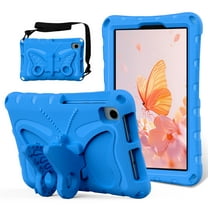 Kids Case for Samsung Galaxy Tab A7 10.4" SM-T500 T505 T507 2020, Cute Butterfly Design Soft EVA Rubber Kicksand Shoulder Strap Lightweight Kids Friendly Case for Girls Boys Children, Lightblue