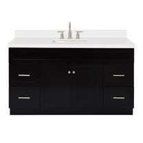 Ariel Hamlet 61 In. Rectangle Sink Vanity With White Quartz Countertop In Black