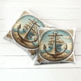 thumbnail image 2 of Ambesonne Nautical Throw Pillow Cover Pack of 2, Vintage Maritime Anchor, 2 Pcs-40"x40", Pale Brown and Soft Blue, 2 of 5