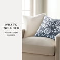 thumbnail image 3 of Noble Linens 2-Pack Cotton Slub Decor Throw Pillows - Distressed Floral Navy, 3 of 4