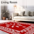 thumbnail image 2 of ODIKA 8'x10' Machine Washable Non-Slip Area Rug, Festive Holiday Swirl Medallion High Traffic Rug, Red, 475951, 2 of 7