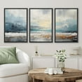 thumbnail image 2 of PixonSign Framed Canvas Print Wall Art Set Blue Ocean Waterfront Coastal Pastel Landscape Nature Wilderness Illustrations Modern Art Decorative Rustic Relax/Calm Colorful for Bedroom - 24"x36"x3 Black, 2 of 5