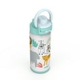 thumbnail image 5 of Zak Designs 14oz Kids Straw Water Bottle, Stainless Steel Double Wall Insulated Lincoln Bottle with Easy-Open Locking Spout Cover for Travel, Built in Carry Handle, Safari, 5 of 12