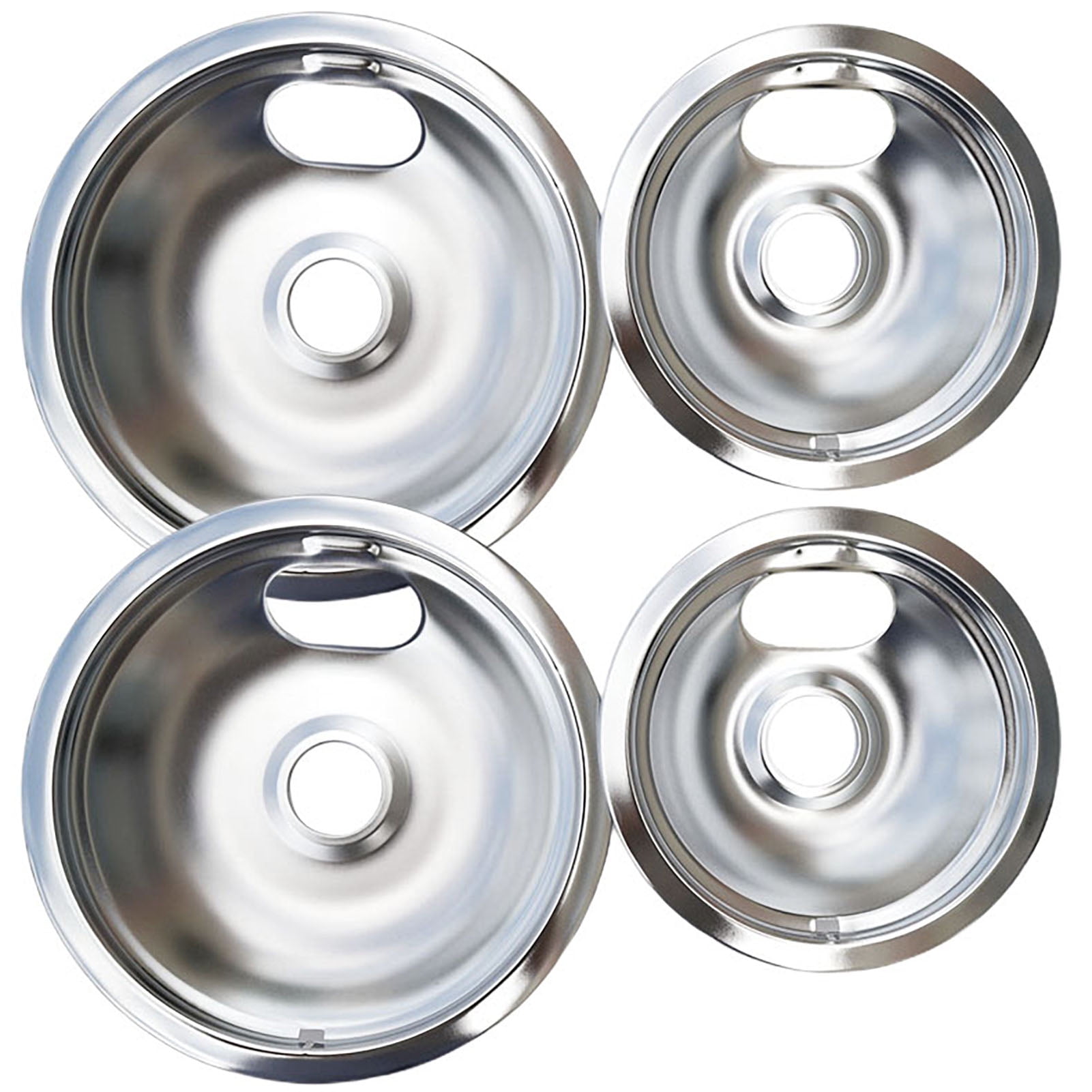 Ludlz 4Pcs 6/8-Inch Cooktop Drip Pan Round Electric Stove Top Burner Chrome Filter Tray Holder Replacement Kitchen Supplies