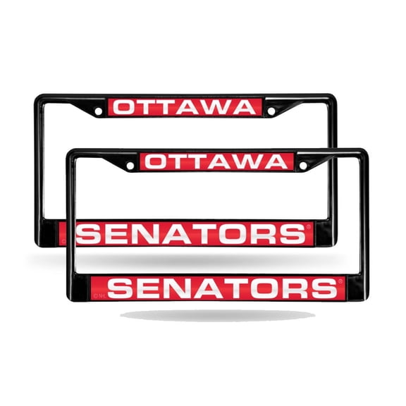 Ottawa Hockey Senators Black Metal License Plate Frame Set of 2