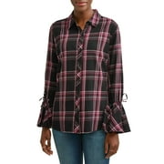 Women's Woven Ruffle Sleeve Shirt