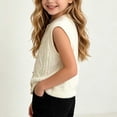 thumbnail image 4 of Xdegoge Girls Cable Knit Sweater Vest Sleeveless Button Down Cardigan Crewneck Waistcoat Fall Winter Warm Layering Tops for Kids Casual School Everyday Wear, 4 of 9