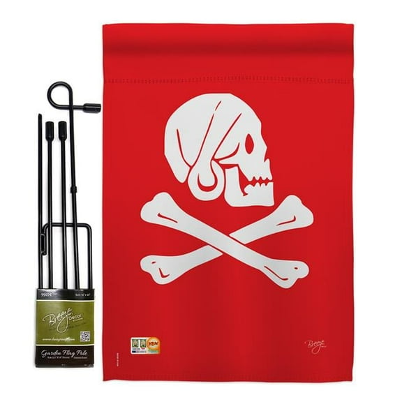 Breeze Decor BD-PI-GS-107036-IP-BO-D-US13-BD 13 x 18.5 in. Henry Every Coastal Pirate Impressions Decorative Vertical Double Sided Garden Flag Set with Banner Pole