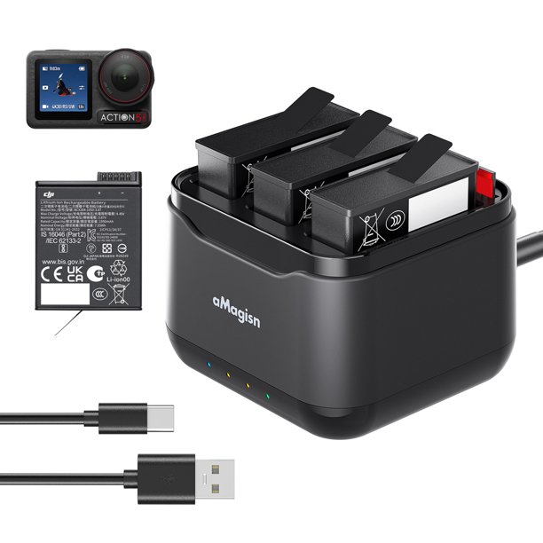Cargador Batería 3 Canales Charger Hub Fast para DJI OSMO Action 5 Pro Accesorios