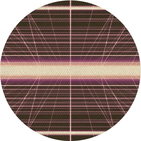 Ahgly Company Indoor Round Patterned Purple Lily Purple Area Rugs, 7' Round