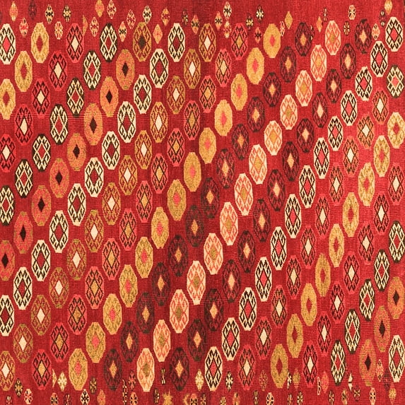 Ahgly Company Indoor Square Abstract Orange Contemporary Area Rugs, 5' Square