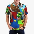 thumbnail image 2 of Lsque Mario Pattern Golf Shirts for Men Dry Fit Print Moisture Wicking Performance Short Sleeve Polo Shirt-Large, 2 of 7