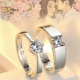 thumbnail image 3 of 2 Pcs Couple Matching Rings with Cubic Zirconia Crystal His and Hers Promise Ring, 3 of 6