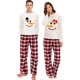 thumbnail image 2 of Conjuntos de pijamas de pareja de Navidad para hombres y mujeres, sombrero y pajarita, muñeco de nieve, ropa de dormir para adultos, conjunto de pijamas blancos, 2 of 4