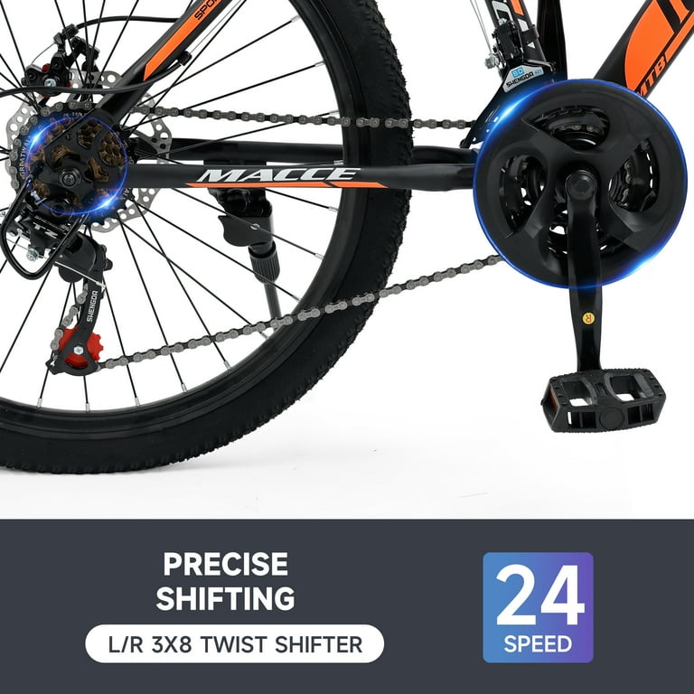 ARTUDATECH 24 26 27.5 Inch Mountain Bike 24 Speeds with V Disc Brakes High Carbon Steel Frame Mens Womens Mountain Bike Front Suspension MTB Bicycle