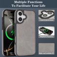 thumbnail image 4 of Case Designed for iPhone 16 Plus, Compatible with MagSafe, Vintage PU Leather Case Slim Fit Drop Protective Scratch Resistant, Soft Microfiber Lining, Shockproof Durable Cover, Gray, 4 of 10
