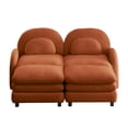 thumbnail image 4 of Teddy Fabric Cloud-like 2-Seat Sofa,Curved Backrest and Armrest with Curved Lumbar Pillows, Sectional 2 Seater Modular Couch with 2 movable Ottomans and Supportive Double-layer cushion,Orange, 4 of 5