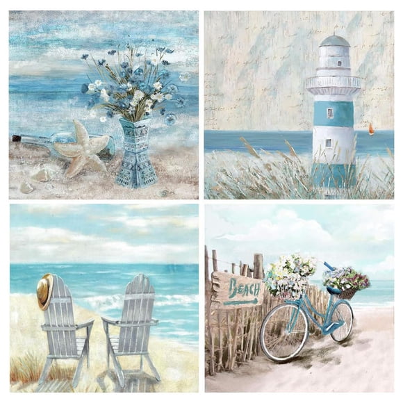 Art Craft Kit Tiwabb, paquete de 4 pinturas de diamantes de playa de 12 x 12 pulgadas