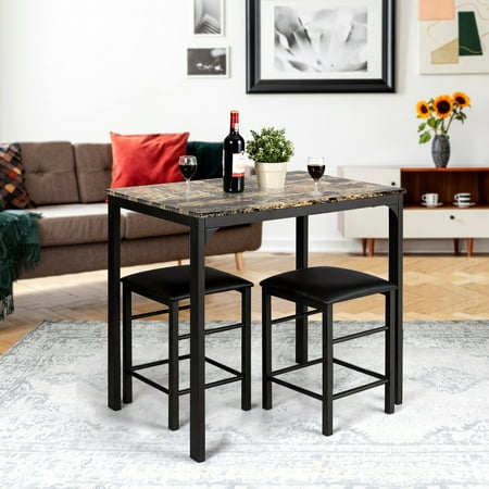 Costway 3 Pcs Counter Height Dining Set Faux Marble Table 2 Chairs Kitchen Bar Furniture Canada Chairs Kitchen Bar Furniture, Faux Marble Pub Table And Chairs