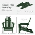 thumbnail image 3 of DuroGreen Adirondack Chair Set Made with All-Weather Tangent lumber, 2 Chairs, 1 Side Table, Oversized, High End Patio Furniture for Porch, Lawn, or Deck, No Maintenance, , Forest Green, 3 of 8