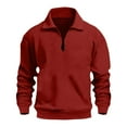 thumbnail image 6 of Zimjoy Quarter Zip Pullover Men Mock Neck Long Sleeve 1/4 Zipper Pullover Casual Henley Shirts for Men Lightweight Red Sweatshirt Fall Clothes, Wine 3XL, 6 of 6