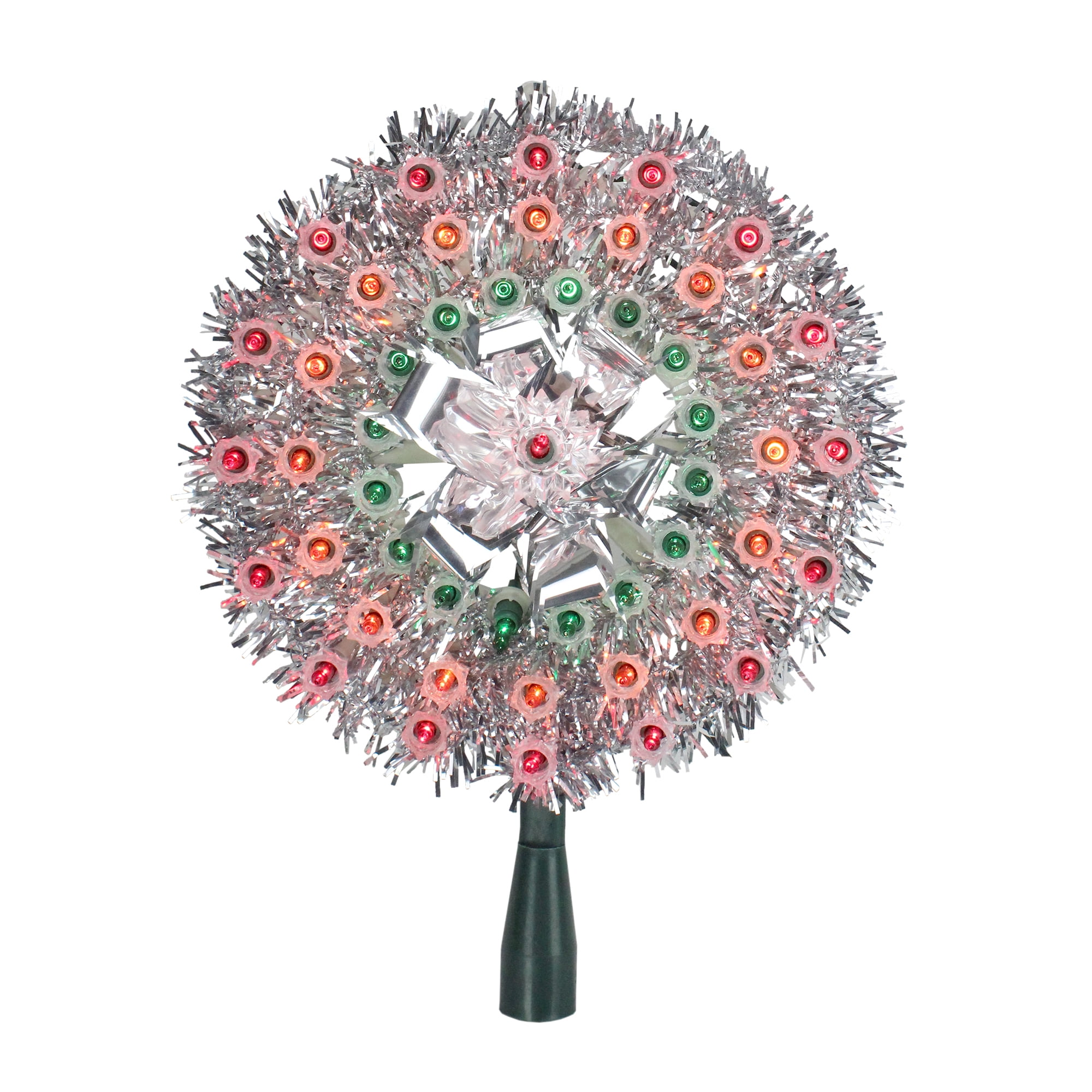 8" PreLit Silver Starburst Christmas Tree Topper Multicolor Lights