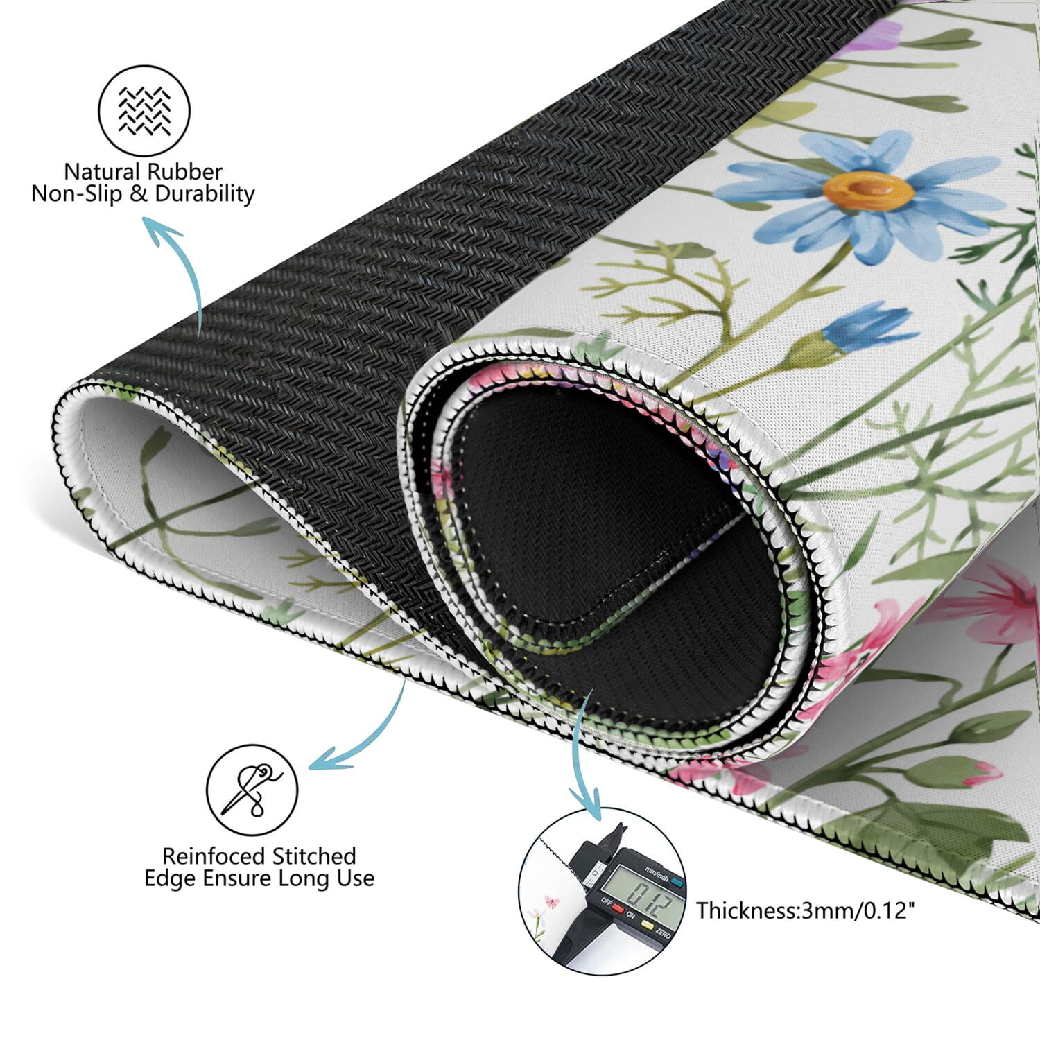 Premium Floral Design Rubber Table Cover for Game Room 31.5x31.5 Inch Extra Large Mahjong Pad with Anti-Skid Bottom & Quiet Play for Tiles
