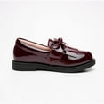 thumbnail image 4 of Yazi Girl’s Patent Leather Loafer Tassel Bow Flats with Hook-and-Loop Fastener School Uniform Dress Shoes for Girls, 4 of 13