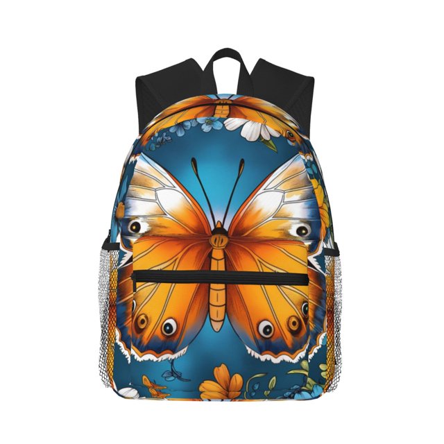 Disketp Spring Butterfly Flowers Mochila Ligera Clásica con Múltiples Bolsillos, Mochila Casual para Hombre y Mujer, Ideal para Escuela, Trabajo y Viajes