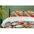 thumbnail image 2 of Ambesonne Boho Duvet Cover Set, Bohemian Colorful Feathers Art, Calking, Orange Blue Grey and Ecru, 2 of 4