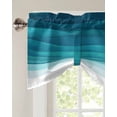 thumbnail image 3 of Tie Up Valance Curtain for Kitchen,Blue Gradient Water Ripple Rod Pocket Short Curtains Adjustable Tie-Up Shade Valances,Ombre Abstract Geometric Window Treatment for Bathroom Living Room Bedroom, 3 of 8