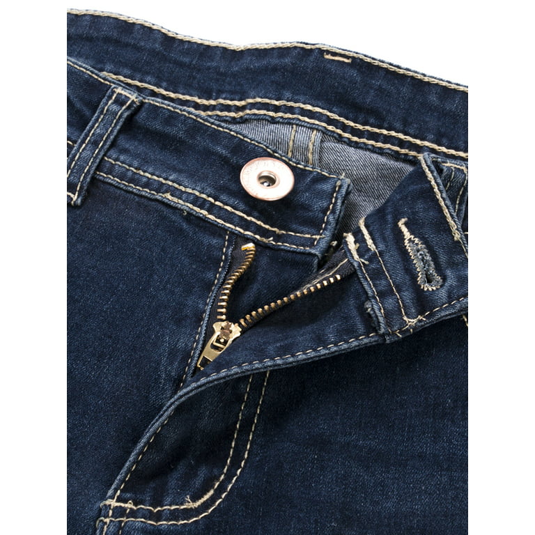 TheFound Men's Jeans Ripped Slim Jeans Stretch Distressed Destroyed Zipper Straight Denim Pants Dark Blue XL -