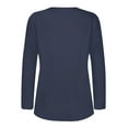 thumbnail image 4 of WEAIXIMIUNG Custom T Shirts with Photo Women's Casual Solid Color Long Sleeve U Neck Button T Shirt Top, 4 of 4