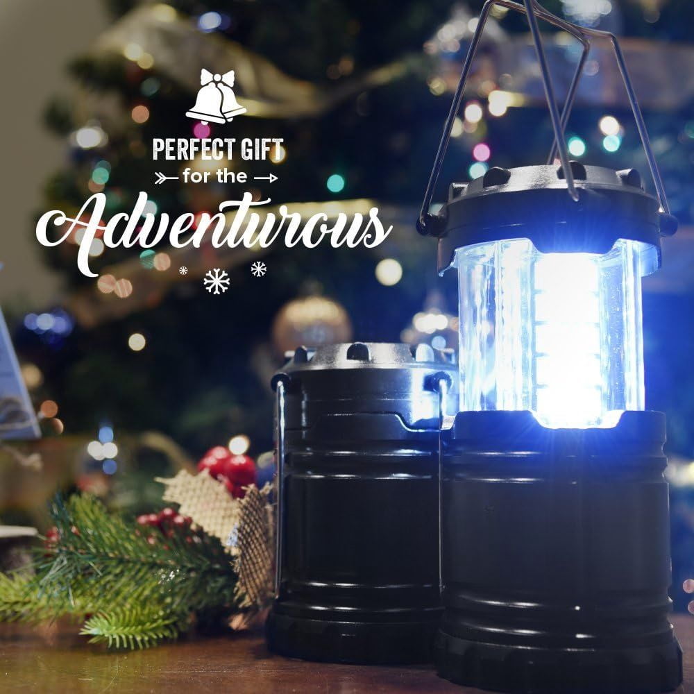 Lantern Camping Essentials Lights, Led Flashlight for Power Outages, Survival Gear and Supplies for Emergency , Battery Operated Lamp, 2 Pack, Black, ‎Water Resistant