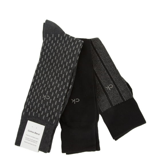 Calvin Klein Men's 3 Pair Cotton Blend Socks, Assorted, One Size