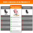thumbnail image 3 of GASEE Leather Office Chair, Big and Tall Office Chair 400LBS Wide Seat Ergonomic Computer Desk Chair High Back Executive Leather Chair Adjustable Task Chair Lumbar Back with 1-Year Warranty, Pink, 3 of 12