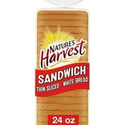 Nature's Harvest Plain Bread, 20 oz, Thin Sliced White Bread, Bag