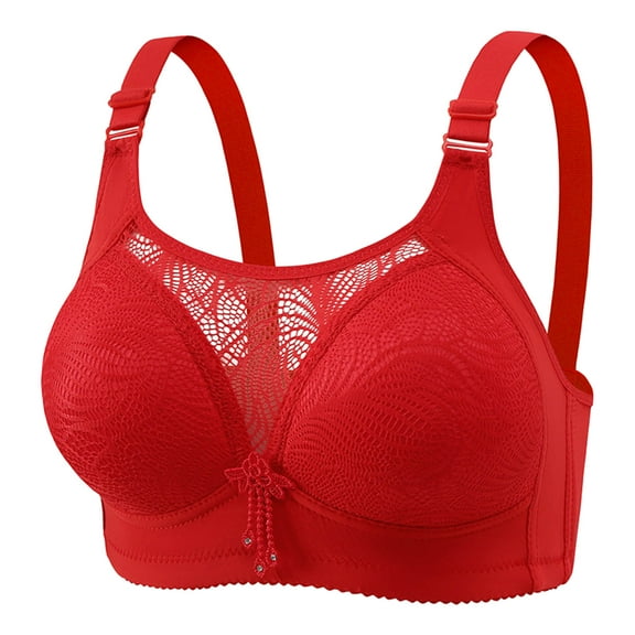 UngA Womens Wireless Bra No Underwire Full Coverage Padded Push Up Wirefree Bras Seamless Bralette Soft Comfort Everyday Bra Red,M