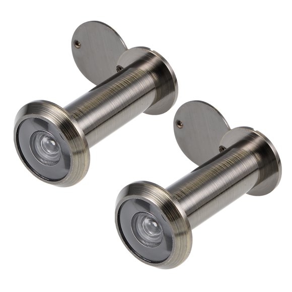 Visor de puerta de bronce de 220 grados con cubierta para puertas de 55 mm a 107 mm, acabado en bronce, 2 piezas