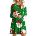 thumbnail image 2 of JGTDBPO Fall Dresses For Women 2023 Plus Size Long Sleeve Round Neck Christmas Printed Knee Length Dress Casual Swing T-Shirt Dress Club Swing Dresses, 2 of 5