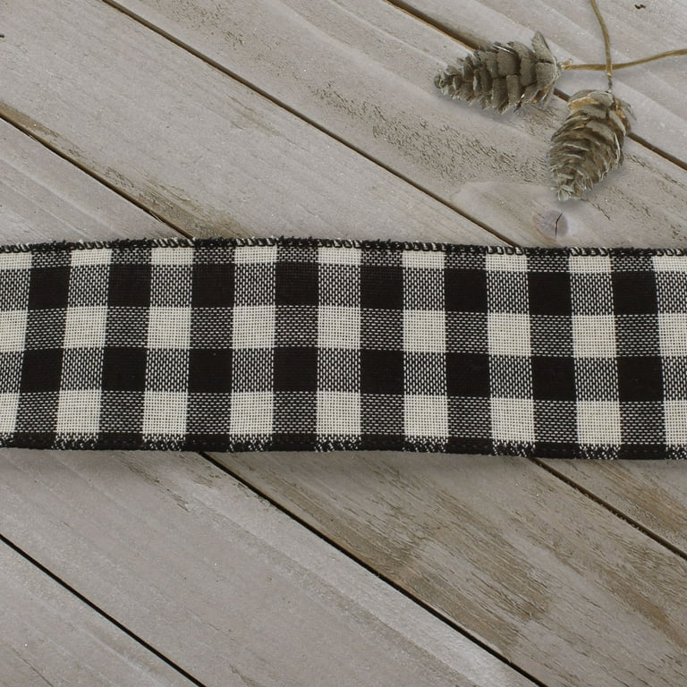 Wired Canvas Black, White and Gray Checkered Ribbon 1 1/2″ or 2 1/2″ wide –  Mum Supplies.com