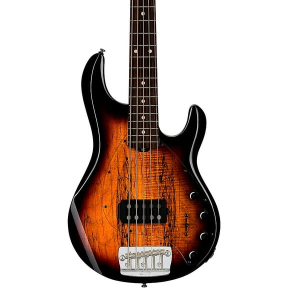Sterling by Music Man StingRay 5 RAY35 Spalted Maple Top Bass Guitar - 3-Tone Sunburst