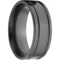 thumbnail image 3 of 8mm Flat Black Zirconium Ring with Two Grooves and a Polished Finish, 3 of 3