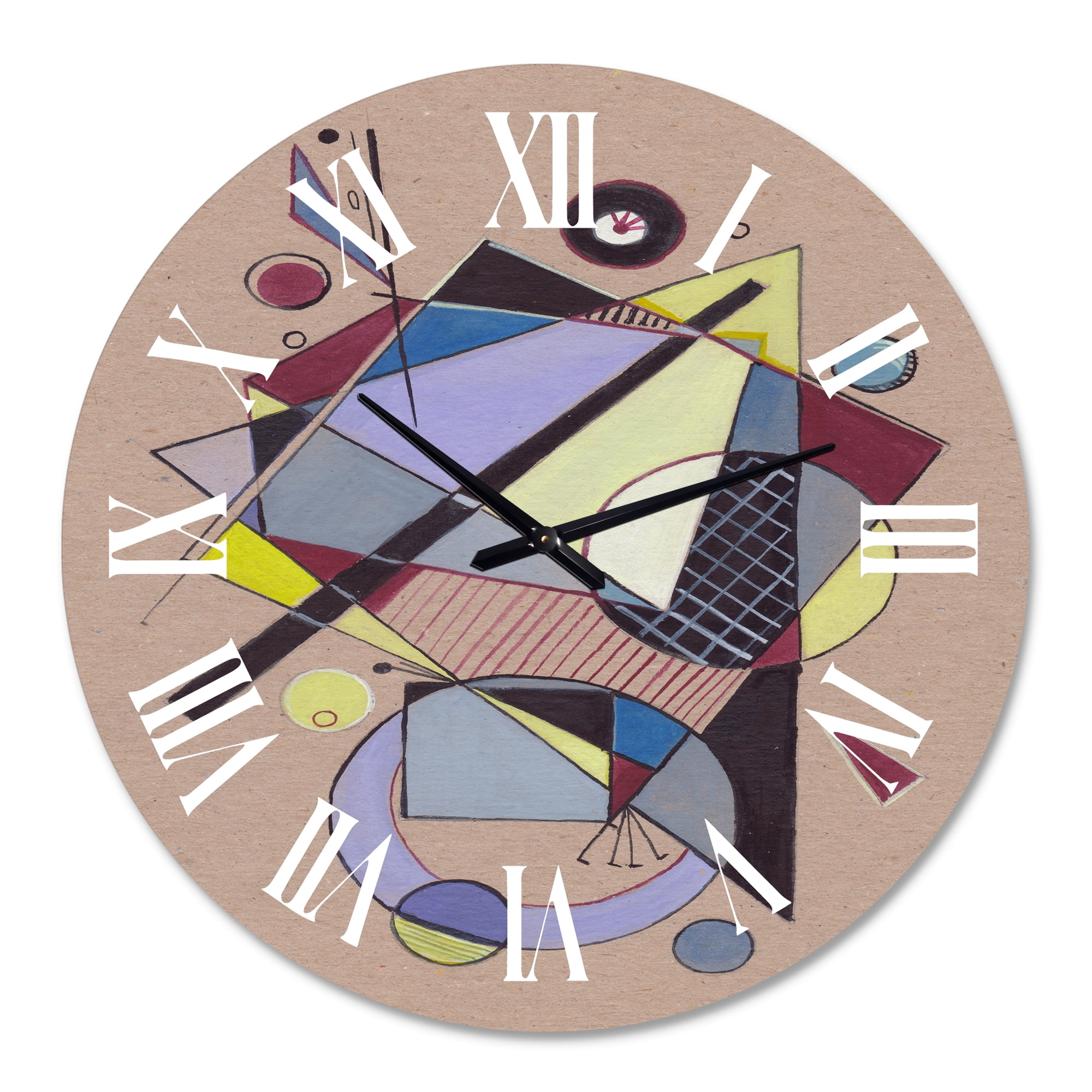Designart 'Colored Geometric Abstract Compositions Iv' Modern Wall Clock