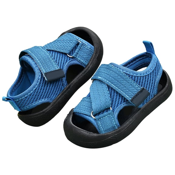 LNMQLPDBS Baby Summer Sandals Open-Toe Outdoor Casual Summer Breathable Lightweight Shoes with Mesh Non-Slip Shoes for Boys and Girls 9-30 Months Unisex Baby Boys Girls Flat Sandals