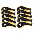 thumbnail image 1 of Almencla 10 Pieces Colorful Golf Iron Headcover Set Golf Club Head Cover Sticky Protector Yellow and Black, 1 of 8
