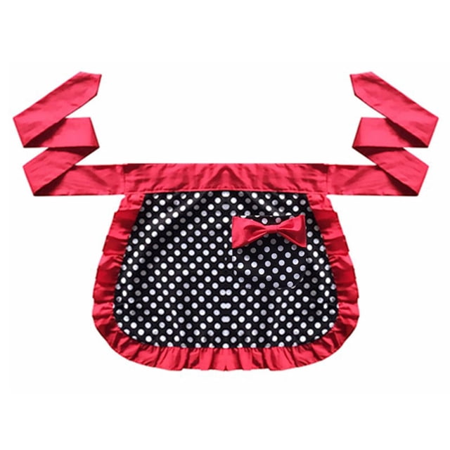 MasteelfCA Demi-Tablier Coton Demi-Tablier Petit Point Déco pour Femmes Filles Dames (Rouge)